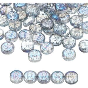 uxcell Glass Letter R Beads 60pc Blue Alphabet Craft Jewelry Beads NEW